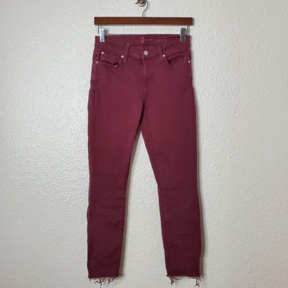 7 For All Mankind Denim - 7 For All Mankind The Ankle Skinny in Burgundy